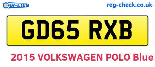 GD65RXB are the vehicle registration plates.