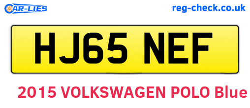 HJ65NEF are the vehicle registration plates.