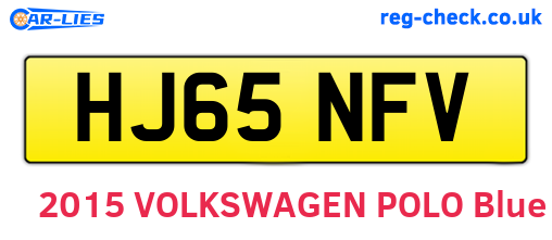 HJ65NFV are the vehicle registration plates.
