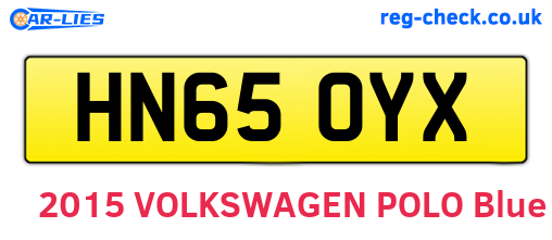 HN65OYX are the vehicle registration plates.