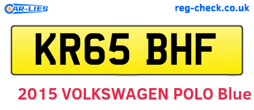 KR65BHF are the vehicle registration plates.