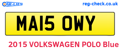 MA15OWY are the vehicle registration plates.