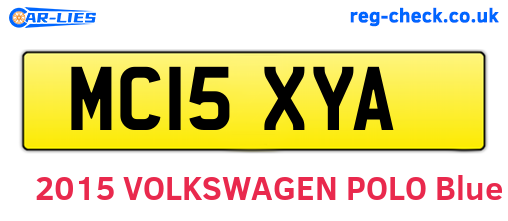 MC15XYA are the vehicle registration plates.