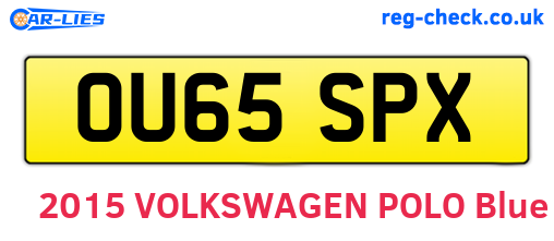 OU65SPX are the vehicle registration plates.