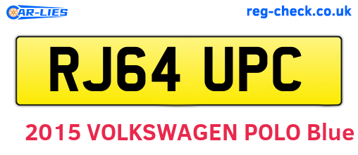 RJ64UPC are the vehicle registration plates.