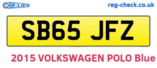 SB65JFZ are the vehicle registration plates.