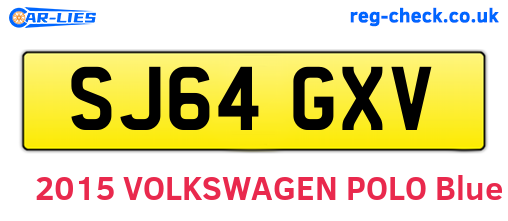 SJ64GXV are the vehicle registration plates.