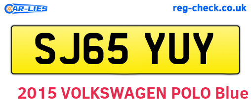 SJ65YUY are the vehicle registration plates.