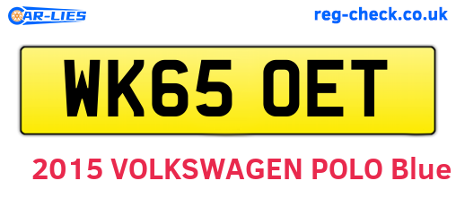 WK65OET are the vehicle registration plates.