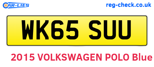 WK65SUU are the vehicle registration plates.
