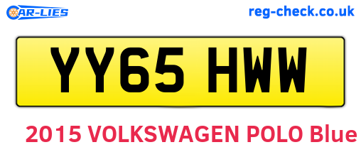 YY65HWW are the vehicle registration plates.
