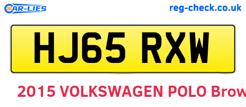 HJ65RXW are the vehicle registration plates.