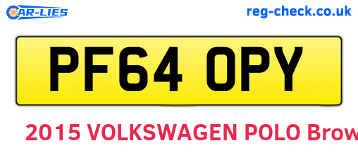 PF64OPY are the vehicle registration plates.