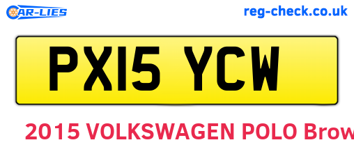 PX15YCW are the vehicle registration plates.
