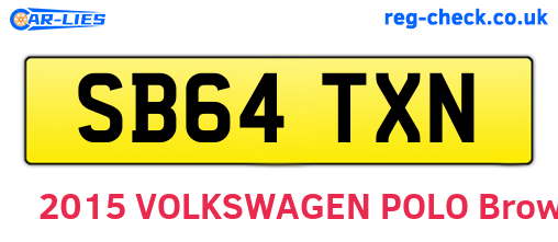 SB64TXN are the vehicle registration plates.