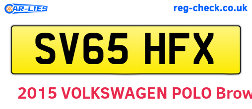 SV65HFX are the vehicle registration plates.