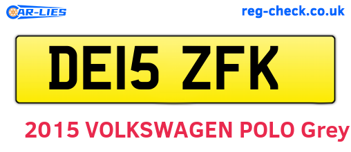 DE15ZFK are the vehicle registration plates.