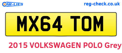 MX64TOM are the vehicle registration plates.