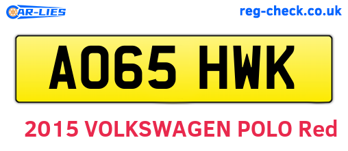 AO65HWK are the vehicle registration plates.