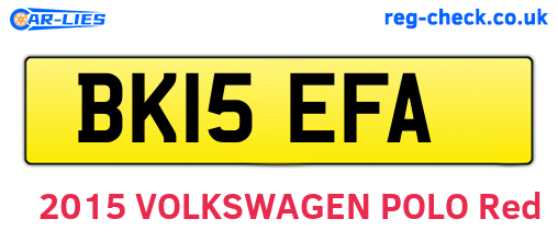 BK15EFA are the vehicle registration plates.