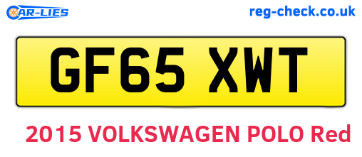 GF65XWT are the vehicle registration plates.