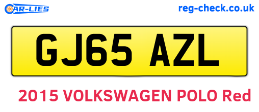 GJ65AZL are the vehicle registration plates.