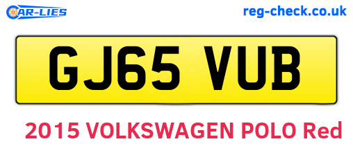 GJ65VUB are the vehicle registration plates.