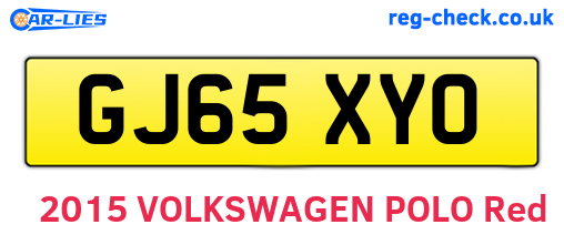 GJ65XYO are the vehicle registration plates.