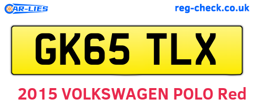 GK65TLX are the vehicle registration plates.