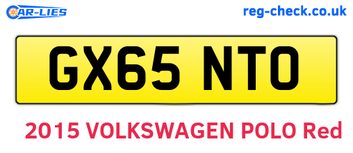 GX65NTO are the vehicle registration plates.
