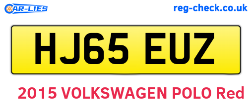HJ65EUZ are the vehicle registration plates.