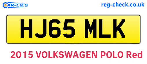 HJ65MLK are the vehicle registration plates.