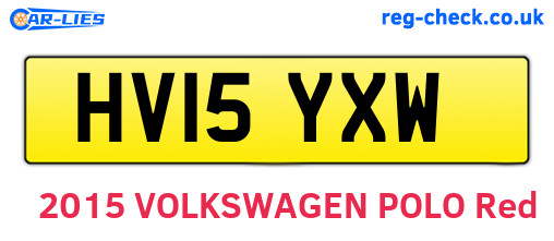 HV15YXW are the vehicle registration plates.