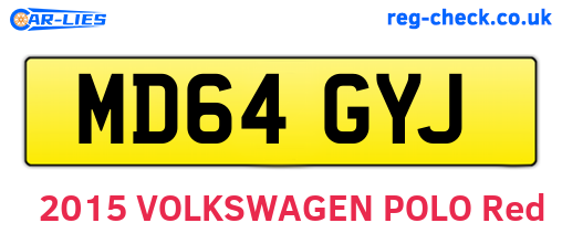 MD64GYJ are the vehicle registration plates.