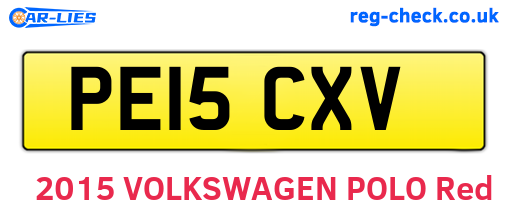 PE15CXV are the vehicle registration plates.