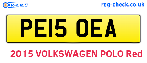 PE15OEA are the vehicle registration plates.