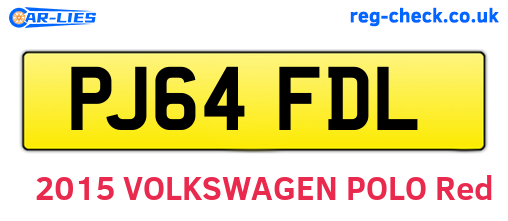 PJ64FDL are the vehicle registration plates.