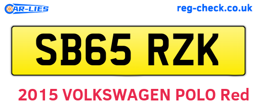 SB65RZK are the vehicle registration plates.