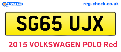 SG65UJX are the vehicle registration plates.