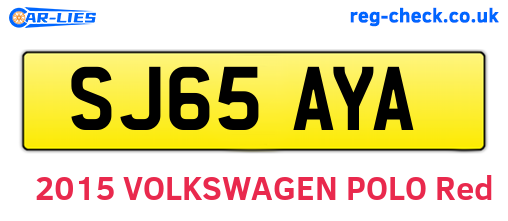 SJ65AYA are the vehicle registration plates.