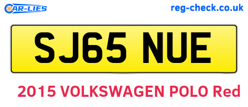 SJ65NUE are the vehicle registration plates.