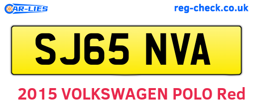 SJ65NVA are the vehicle registration plates.