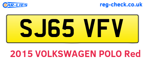 SJ65VFV are the vehicle registration plates.