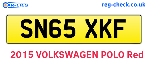 SN65XKF are the vehicle registration plates.