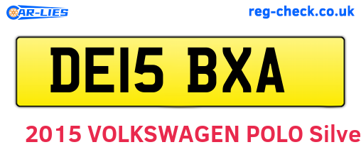 DE15BXA are the vehicle registration plates.