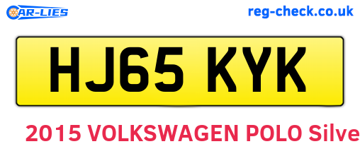 HJ65KYK are the vehicle registration plates.