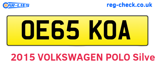 OE65KOA are the vehicle registration plates.