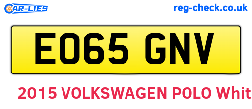 EO65GNV are the vehicle registration plates.