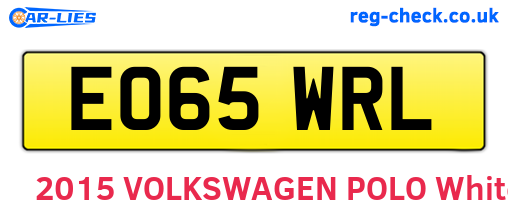 EO65WRL are the vehicle registration plates.