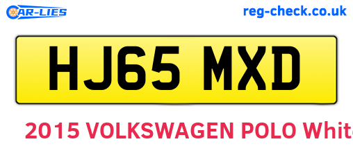 HJ65MXD are the vehicle registration plates.